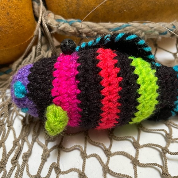 Crochet  Small Purple Faced Fish Lava Bead Essential Oil Diffuser Ornament SK - Picture 2 of 3